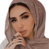 ANKOMINA Women Soft Chiffon Rhinestone Long Scarf Shawl Fashion Muslim Hijab Head Wrap Scarves view 1