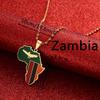 Africa Map Pendant Necklaces African of Maps Jewelry Charms Gold Color Africa Map Neckalce (Zambia Gold) view 2