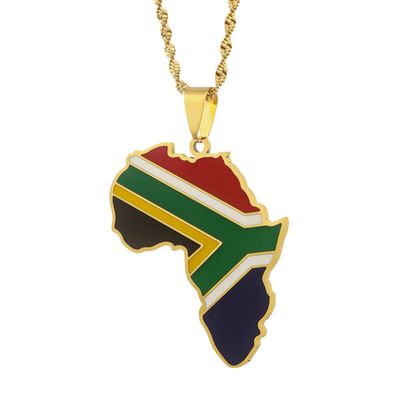 Africa Map Pendant Necklaces African of Maps Jewelry Charms Gold Color Africa Map Neckalce (South Africa Gold)