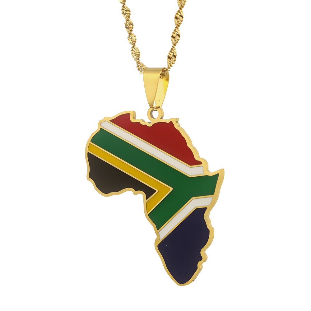 Africa Map Pendant Necklaces African of Maps Jewelry Charms Gold Color Africa Map Neckalce (South Africa Gold)