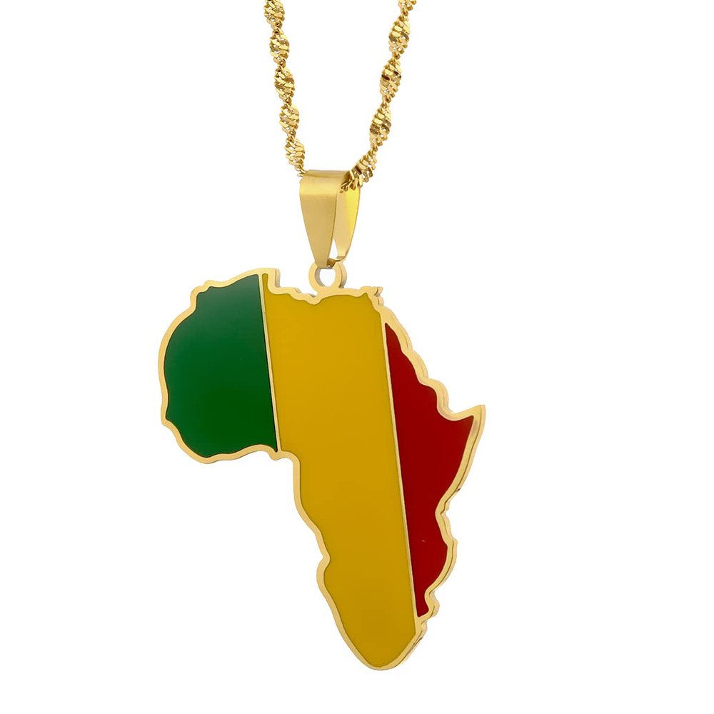 Africa Map Pendant Necklaces African of Maps Jewelry Charms Gold Color Africa Map Neckalce (Mali Gold)