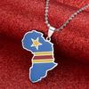 Africa Map Pendant Necklaces African of Maps Jewelry Charms Gold Color Africa Map Neckalce (D.R.Congo Silver) view 2