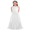 renvena Kids Girls Sequin Halter Neck Chiffon Sleeveless Flower Girl Bridesmaid Wedding Birthday Party Maxi Dress Ivory 8 Years view 1