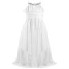renvena Kids Girls Sequin Halter Neck Chiffon Sleeveless Flower Girl Bridesmaid Wedding Birthday Party Maxi Dress Ivory 8 Years view 2