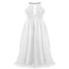 renvena Kids Girls Sequin Halter Neck Chiffon Sleeveless Flower Girl Bridesmaid Wedding Birthday Party Maxi Dress Ivory 8 Years view 3