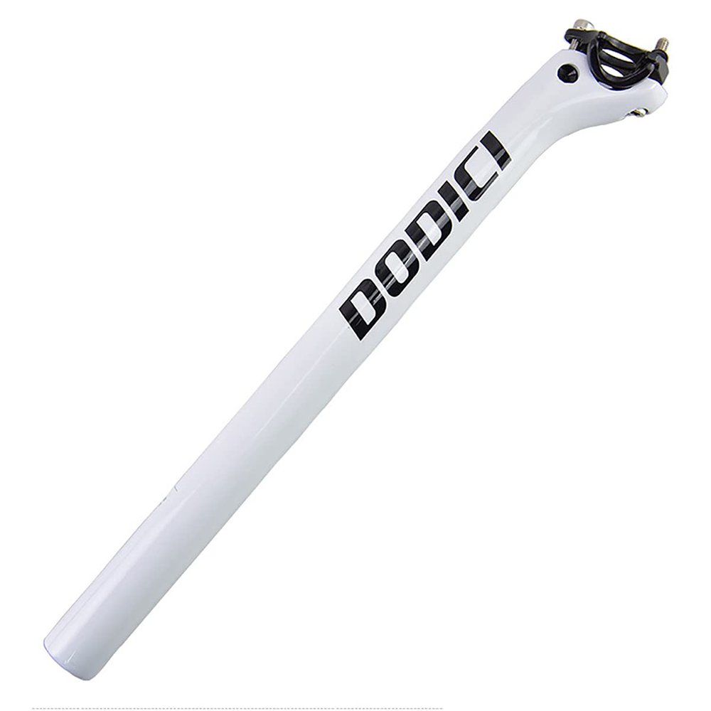 clhjinruoliu Full Carbon Fiber Bicycle Seatpost 350/400Mm Adjustable Offset Seatpost Mountain Bike Seat Post for MTB Road Bike BMX,White,27.2x400MM