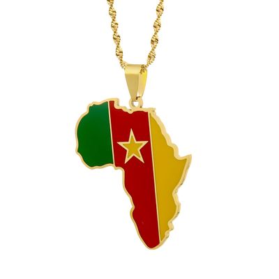 Africa Map Pendant Necklaces African of Maps Jewelry Charms Gold Color Africa Map Neckalce (Cameroon Gold)