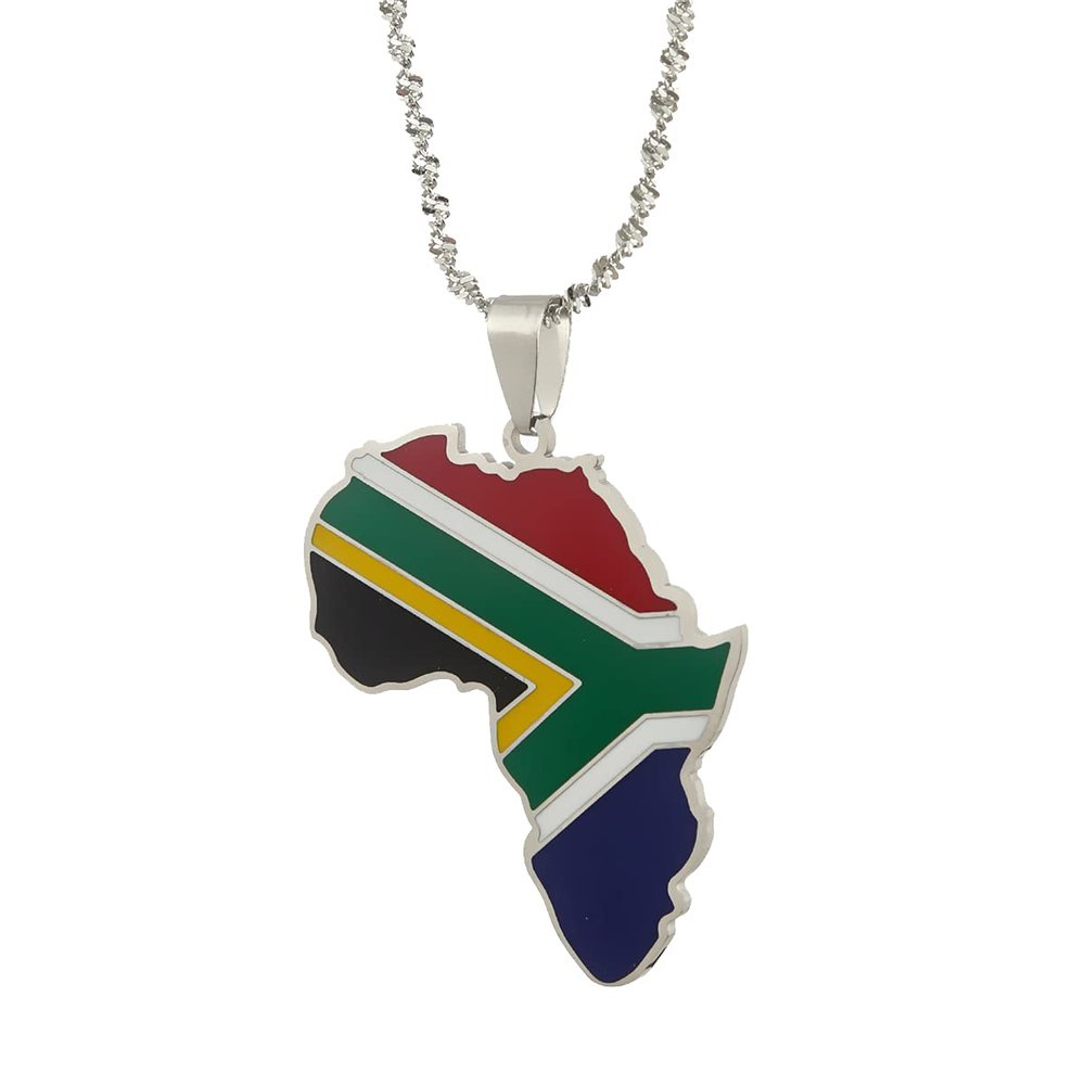 Africa Map Pendant Necklaces African of Maps Jewelry Charms Gold Color Africa Map Neckalce (South Africa Silver)