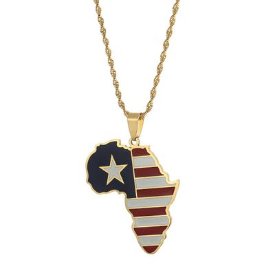 Africa Map Pendant Necklaces African of Maps Jewelry Charms Gold Color Africa Map Neckalce (Liberia Gold)