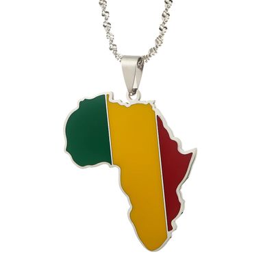 Africa Map Pendant Necklaces African of Maps Jewelry Charms Gold Color Africa Map Neckalce (Mali Silver)