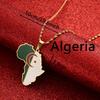Africa Map Pendant Necklaces African of Maps Jewelry Charms Gold Color Africa Map Neckalce (Algeria Gold) view 2
