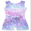 Funnycokid Gymnastics Leotards for Girls with Shorts 3D Graphic Sparkly Biketard Unitards, Mermaid Purple, 9-10 Years view 1