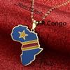 Africa Map Pendant Necklaces African of Maps Jewelry Charms Gold Color Africa Map Neckalce (D.R.Congo Gold) view 2