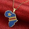 Africa Map Pendant Necklaces African of Maps Jewelry Charms Gold Color Africa Map Neckalce (D.R.Congo Gold) view 3