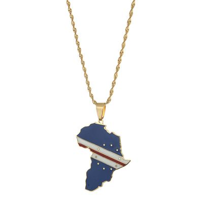 Africa Map Pendant Necklaces African of Maps Jewelry Charms Gold Color Africa Map Neckalce (Cabo Verde Gold)