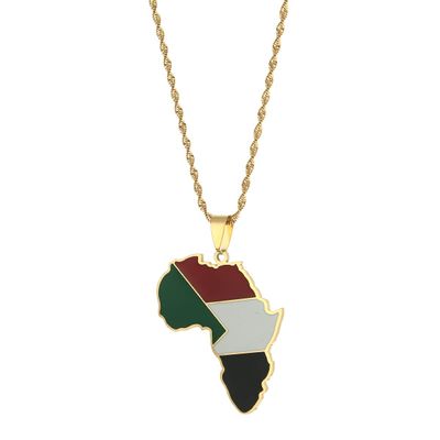 Africa Map Pendant Necklaces African of Maps Jewelry Charms Gold Color Africa Map Neckalce (Sudan Gold)