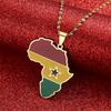 Africa Map Pendant Necklaces African of Maps Jewelry Charms Gold Color Africa Map Neckalce (Ghana Gold) view 3