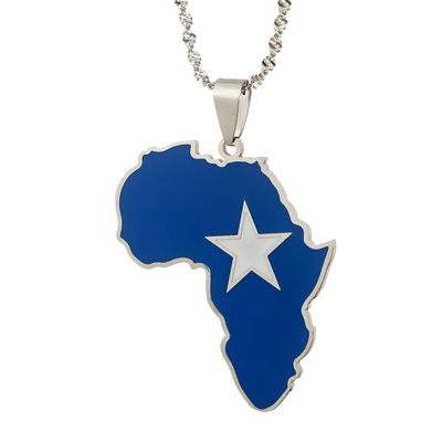 Africa Map Pendant Necklaces African of Maps Jewelry Charms Gold Color Africa Map Neckalce (Somalia Silver)
