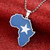 Africa Map Pendant Necklaces African of Maps Jewelry Charms Gold Color Africa Map Neckalce (Somalia Silver) view 2