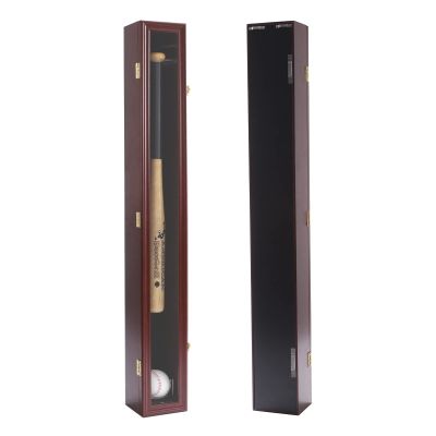 HOROW Baseball Bat Display Case Wooden Frame with Acrylic Transparent Door Holder Rack Cabinet Wall Mounted Shadow Box Vertical or Horizontal, w/98% UV Protection-Lock