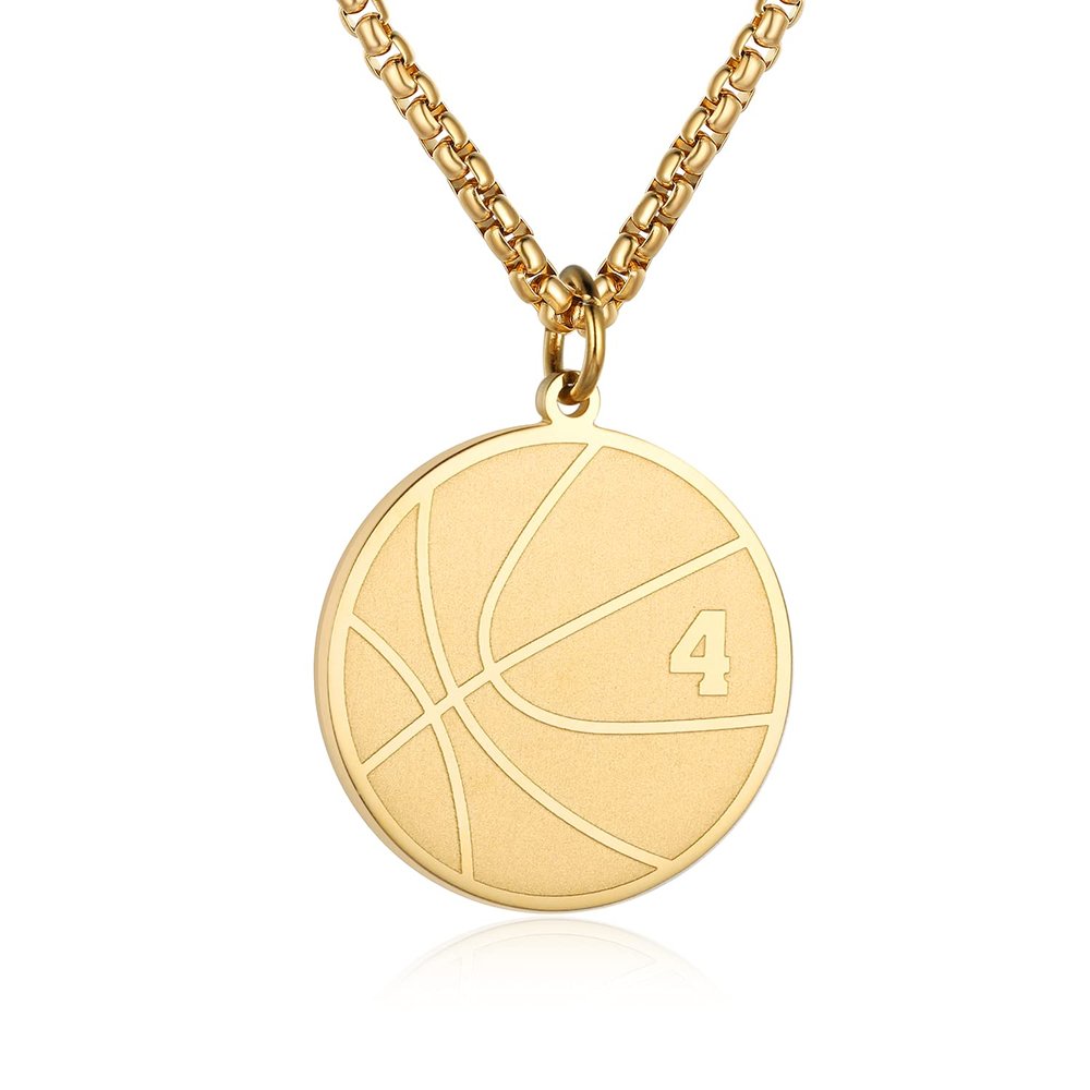 Susook Basketball Number Necklace for Men Gold Stainless Steel Basketball Pendant Sport Jewelry Gifts for Men4