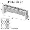 PEVO Sports 8x24 Hexagonal Soccer Goal Net - 4mm Hex Knotless HTPP - Heavy Duty - 8' x 24' x 3' x 8' view 2