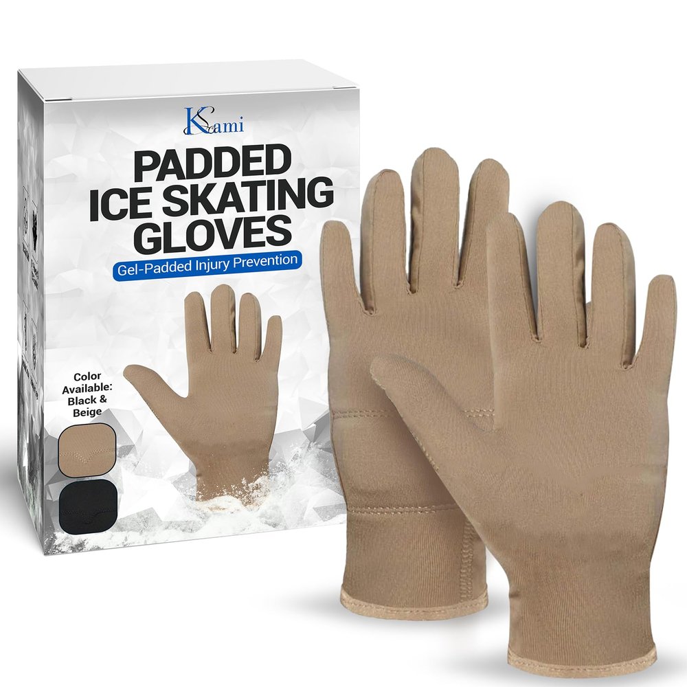 Kami-So Figure Skating Gloves | Ice Skating Accessories | Gel Wrist Protection | Thermal Padded Wear | Skate Accessories for Practice, Skate Outfit, Nude Gloves | Beige | Small Waterproof