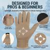 Kami-So Figure Skating Rhinestone Gloves for Competition & Practice | Skate Gloves with Gel Wrist Support, Crystals | Figure Skating Accessories, Padded Thermal Wear | Beige | Large Waterproof view 3