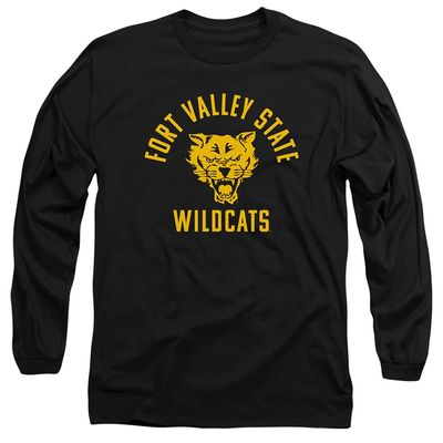 Fort Valley State University Official One Color Wildcats Logo Unisex Adult Long-Sleeve T Shirt,Black, X-Large