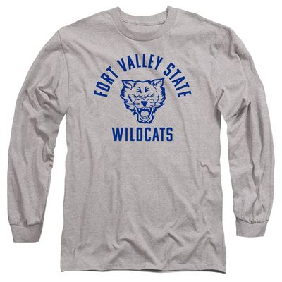 Fort Valley State University Official One Color Wildcats Logo Unisex Adult Long-Sleeve T Shirt,Athletic Heather, X-Large