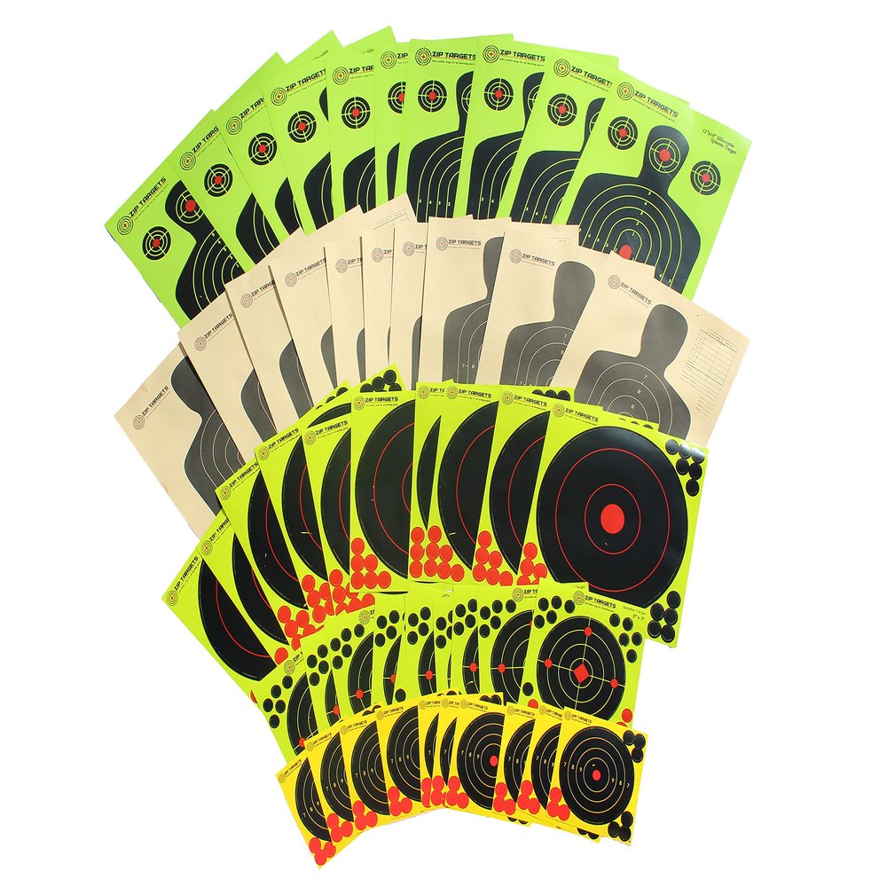 50 Pack Assortment of Shooting Targets Zip Targets