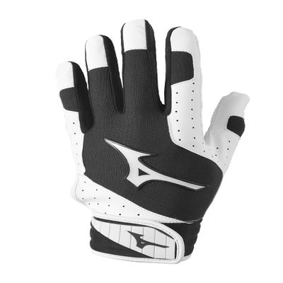 Mizuno Finch Women's Softball Padded Batting Glove, White-Charcoal, Large
