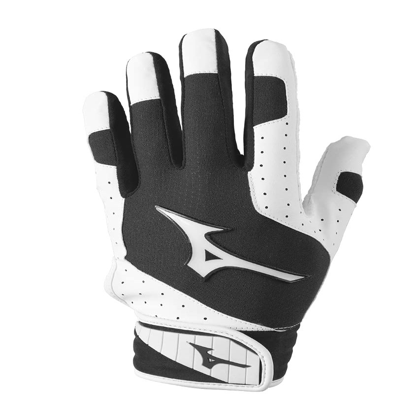 Mizuno Finch Women's Softball Padded Batting Glove, White-Charcoal, Large