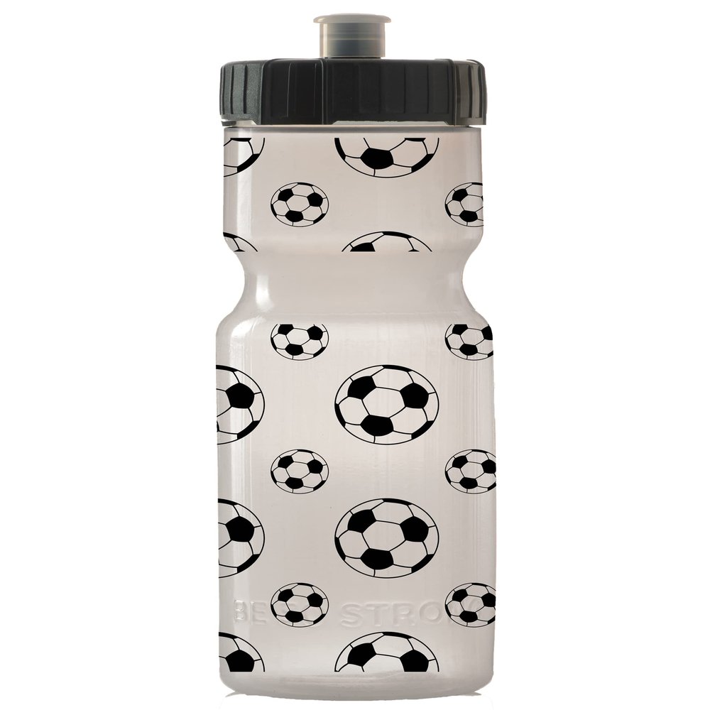 50 Strong 22oz Kids Sports Squeeze Water Bottle  BPA-Free with Pull Top Cap  Durable & Reusable for School, Boys & Girls  Made in USA  Soccer Theme