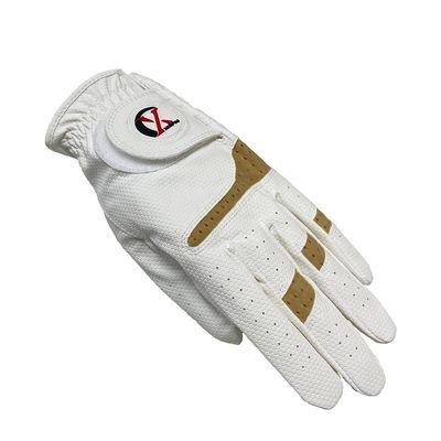 XEIRPRO Premium 4 Pack All Weather Golf Gloves for Women Worn On Right Handfor Left Handed Golfer - Comfort and Secure Fit Ultra Grip Leather Soft Flexibility (Large, White/Dark Beige)