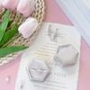 Hexagon Velvet Jewelry Single Slot Ring Box Engagement Wedding Box Keepsake Box Bridal Photo Ring (Beige) view 2