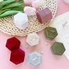 Hexagon Velvet Jewelry Single Slot Ring Box Engagement Wedding Box Keepsake Box Bridal Photo Ring (Beige) view 3