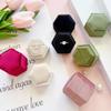 Hexagon Velvet Jewelry Single Slot Ring Box Engagement Wedding Box Keepsake Box Bridal Photo Ring (Beige) view 4