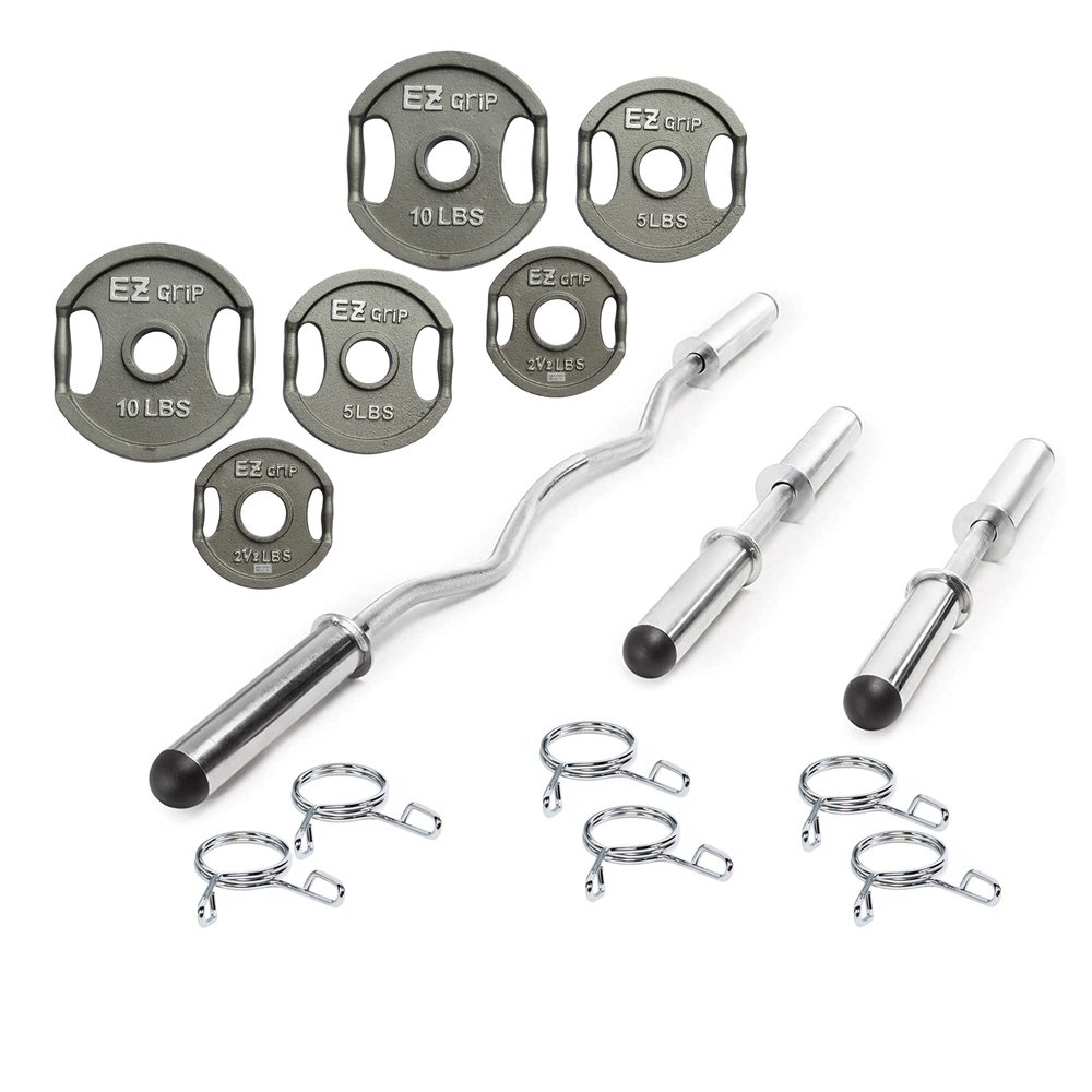 Ader Chrome Olympic 2'' Hollow Bar Kit + 35LB Grip Plate Set