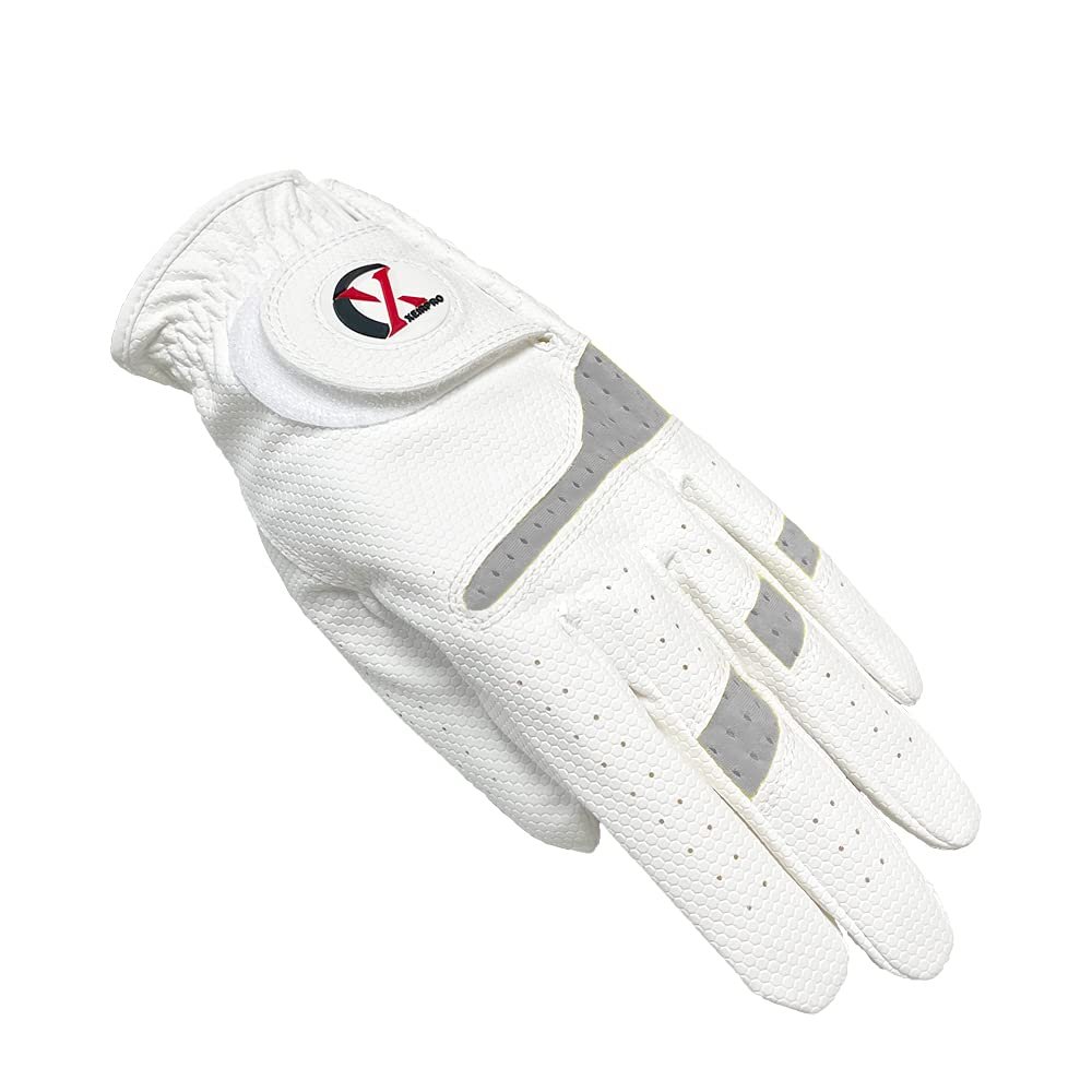 XEIRPRO Premium 4 Pack All Weather Golf Gloves for Women Worn On Left Hand for Right Handed Golfer- Comfort And Secure Fit Ultra Grip Leather Soft Flexibility (Small, White/Cool Grey)
