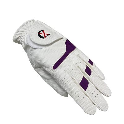 XEIRPRO Premium 4 Pack All Weather Golf Gloves for Women Worn On Left Hand for Right Handed Golfer- Comfort and Secure Fit Ultra Grip Leather Soft Flexibility (Small, White/Purple)