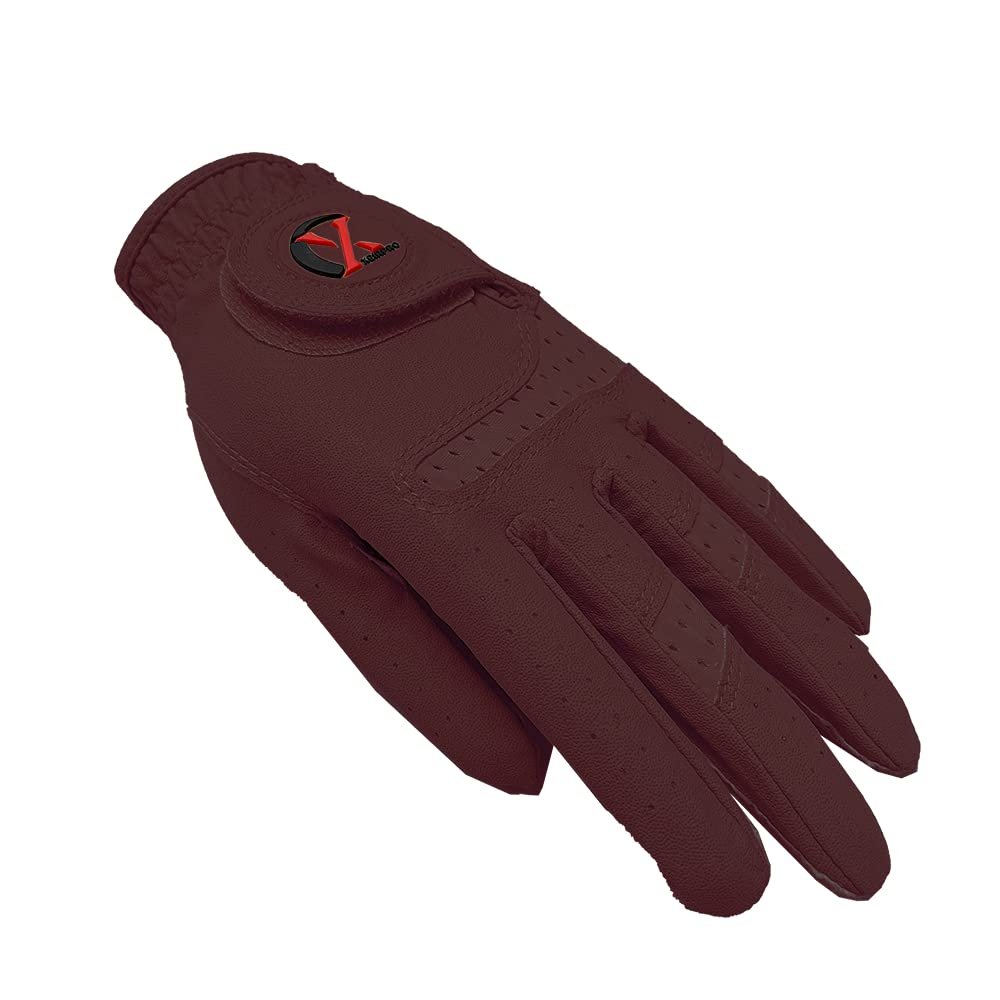 XEIRPRO Premium 4 Pack All Weather Golf Gloves for Women Worn On Left Handfor Right Handed Golfer - Comfort and Secure Fit Ultra Grip Leather Soft Flexibility (Large, Burgundy)