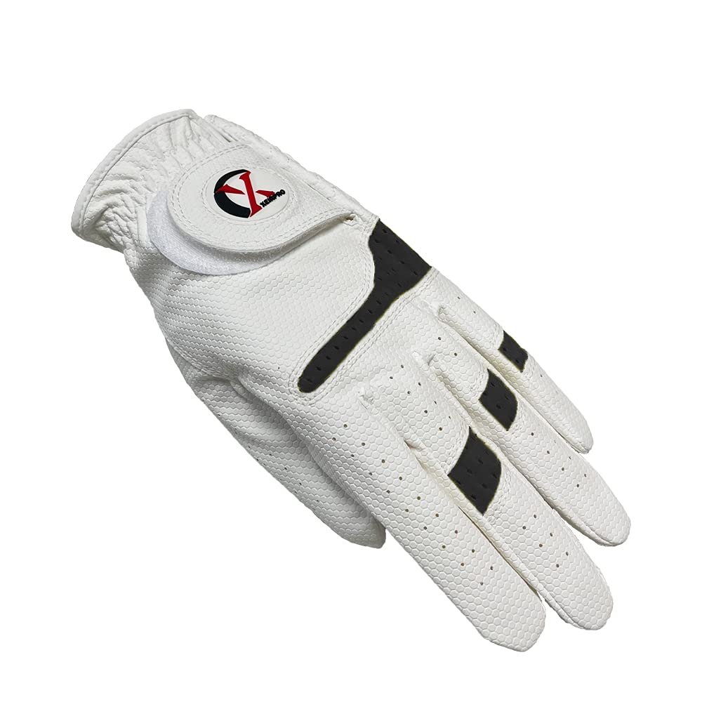 XEIRPRO Premium 4 Pack All Weather Golf Gloves for Women Worn On Left Hand for Right Handed Golfer- Comfort and Secure Fit Ultra Grip Leather Soft Flexibility (Small, White/Black)