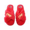 FOCO Women's NFL Team Logo Cross Band Soft Plush Furry Cozy Open Toe House Shoes Slippers, Kansas City Chiefs, X-Large 11-12 view 1