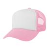 TopTie Kids 5 Panel Trucker Cap Mesh Snapback Hat Foam Front for Boys Girls Aged 3-7 Years Old-Pink/White view 2