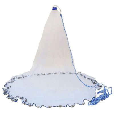Fishing Net 8Ft 2.4M - Easy Throw Hand Cast 3/4 inch Strong Nylon Mesh+ Sinker Fish Trap Cast Net - Folding Fish Net - Durable and Anti-Corrosion (White)
