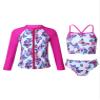 renvena Junior Girls Floral Swimsuit Sun Protection Shirt Wetsuit with Bikini Sets 3 Piece Swimwear Butterfly 16 view 1