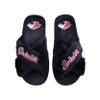 FOCO Women's NCAA College Team Logo Cross Band Soft Plush Furry Cozy Open Toe House Shoes Slippers, Southern Illinois Salukis, Large 9-10 view 1