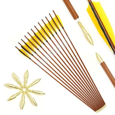 Spine 400 Arrow 28.5 Inch Arrow Target Practice Arrow Hunting Arrow Carbon Arrows Compound Bow Recurve Bow Adult Youth Archery Indoor Outdoor Shooting Bullet Tip 12pc Wood-Like Wooden
