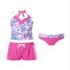 renvena Girl 3Pcs Tankini Sets Halter Neck Tank Top Briefs Bowknot Shorts Bathing Suit Beachwear Swimsuit Pink 4 view 1